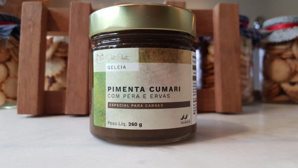 Geléia de pimenta cumari com pera e ervas da Deli Chat - 260 gramas